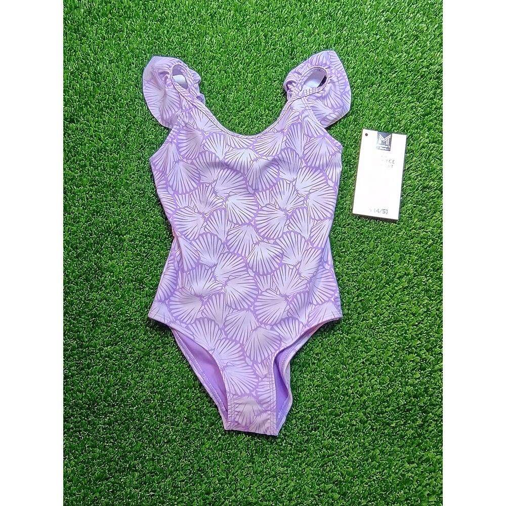 Member's Mark Girls XS (4/5) Purple UPF 50 One-Piece Swimsuit NWT